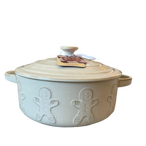 Bakeshop Christmas GINGERBREAD Enameled Dutch Oven Holiday Casserole NEW